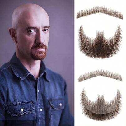 Fake Beard 100 Human Hair Realistic Mustache Colorvay Human Hair Full Hand Tied Facial Hair Fake Goatee Costume Beard Lace Beard For Halloween Funny Cosplay Costume