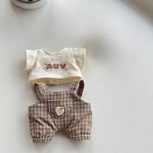 [仅衣服] 休闲格子吊带裤套装，适合17厘米娃娃，派对服装 [不含娃娃]