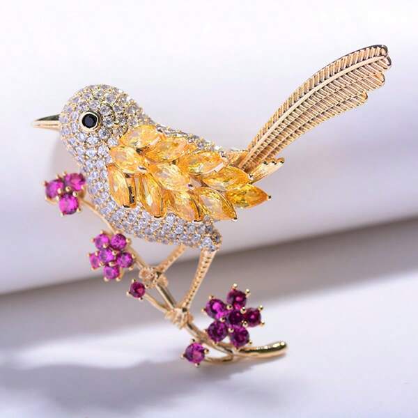1pc Charming Magpie Bird Brooch - Handmade, Sparkling Fashion Accessory For Clothing & Backpack - Ideal Birthday Gift