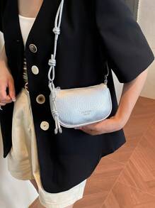 Borsa a tracolla mini con texture a litchi per donna, nuova borsa a spalla compatta e versatile per uso quotidiano