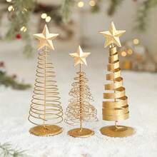 1PC,Gold Mini Wrought Iron Christmas Tree, Mini Star Metal Christmas Tree, Tabletop Christmas Tree Decoration For Christmas Party, Home Decoration, Gifts