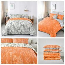 3 Pieces Orange Reversible Comforter Set Double Queen King Size,  Bed In A Bag Comforter Set, Soft Lightweight Bedding Set (1 Comforter, 2 Pillowcases),Wedding Items,Valentines Day Home Bed Room Decor,Easter Ramadan Gifts, All Season - 橘色 - 查看 3