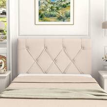 Upholstered Headboard For Twin/Twin XL Size Bed, Wall Mounted Twin Headboard Only, Modern Button Tufted Headboard For Dorm Bedroom, Attachment Device Included, Dorm Headboard, Beige