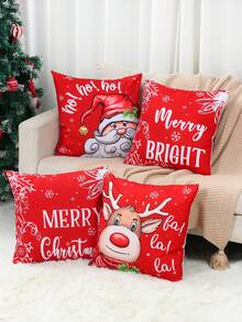 4Pcs Christmas Pillowcase,Merry Christmas Cushion Cover With Snowman And Santa Claus Design,45*45cm Peach Skin Throw Pillow Cover,Festival Cushion Case (Excluding Pillow Core) Christmas Decorations,Christmas Party Decor,Xmas Decor,Christmas Decorations For Home,Christmas Party Favors