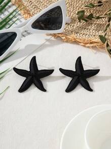 1 Pair Fashionable Stainless Steel Gold Starfish Earrings, Elegant & Versatile For Women, Suitable For Summer, Party, Daily Wear