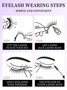 7 Pairs Manga Lashes Faux Mink Eyelashes Cat Eye Eyelashes Natural Full False Eyelashes Volumized Eyelash Extension Travel Essentials Makeup Tools Strip Lashes, Lashes, Eyelashes, Fake Lashes - Cat Eye Lashes - View 9