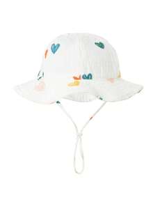 1 pieza Sombrero de cubo de algodón puro para bebé, sombrero de cubo estampado para bebé, sombrero de sol de unicolor unisex - Multicolor - Ver 25
