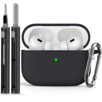 Juego de fundas protectoras de silicona unisex de moda compatibles con Apple, incluye funda de unicolor y cepillo de limpieza