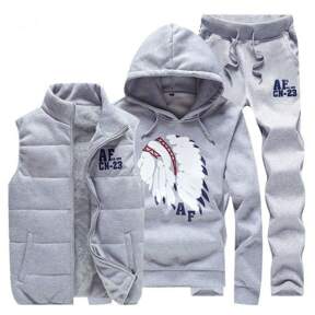 Men Hoodie Co Ords Thickened Winter Sports Outfit 3 Piece Set Hooded Sweatshirt Vest Matching Couple Streetwear Fashion
