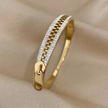Stainless Steel Bracelet, Simple Zipper Bracelet Fashion Wide Bracelet Unusual Women's Jewellery Gift - Zipper - View 3