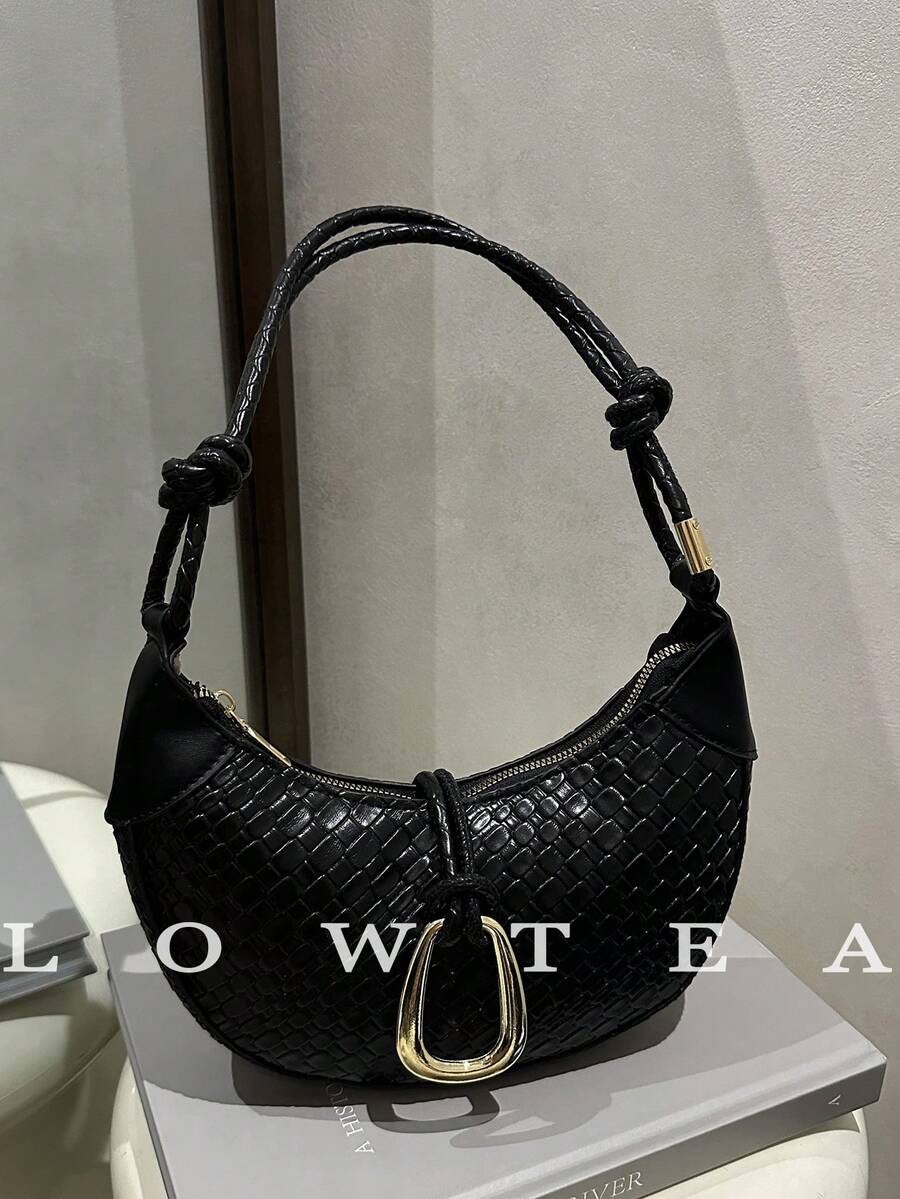 1 件 Low Tea 纯色 PU 皮革新月形单肩包,女士复古时尚顶部手柄拉链封口包,适合旅行、购物、约会、女士礼物,非常适合通勤、户外、旅行、徒步旅行 - 黑色 - 查看 1