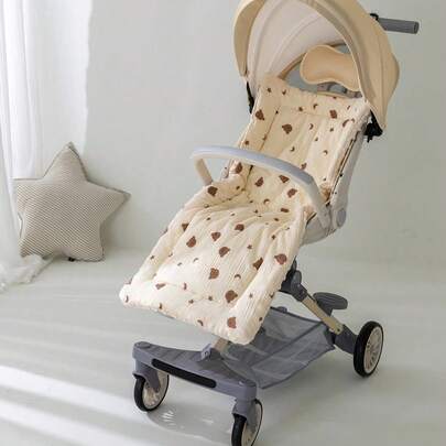 1pc Baby Seat Cushion, Cartoon Animal Print, Double-Sided, One Side Plush Polyester Fabric, Soft & Breathable, Can Be Used As Pillow, Universal Fit
