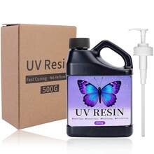 1000g/500g UV 树脂套装，带升级版压泵，无味透明 UV 环氧树脂快速硬化，珠宝制作手工 DIY 工艺涂层 - 彩色 - 查看 8