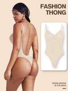 1 件女士塑身衣，收腹平腹紧身瘦腰训练器提臀露背无缝丁字裤内衣内裤