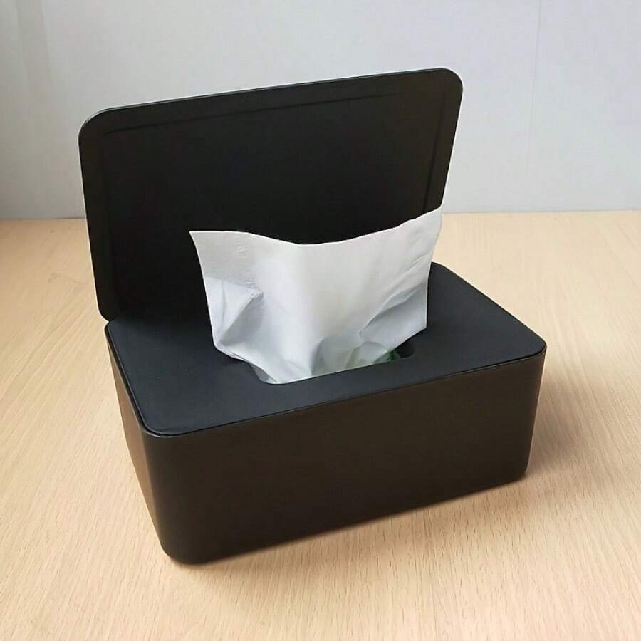 1个带盖方形纸巾盒，湿巾盒，口罩收纳盒，桌面密封收纳盒，浴室配件，适用于客厅、卧室、餐桌、宿舍、酒店、办公室、汽车、家庭和厨房，旅行度假必备，家居用品