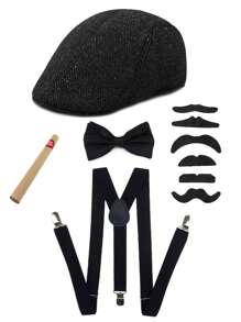 2/3/4/5 pièces D EXCEED Accessoires pour hommes des années 1920 : béret Gatsby, vêtements, accessoires vestimentaires des années 1920 pour hommes, pour Halloween, bal de promo