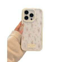 1pc Ink Floral Print Transparent Anti-Shock Phone Case With Four Corners Protection, Compatible With 17, Women's Cartoon Matte Phone Cover, Fits Aone Series: 16 Pro Max/15/14/13/12/11/17/XR