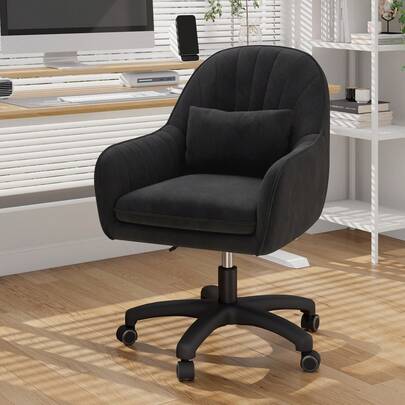 Nalupatio Office Chair, Vanity Swivel Chair, With Velvet Padding Pillow,Adjustable Height, For Home Office, Study, Bedroom,150kg Load Capacity