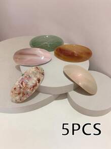 6pcs/3pcs/1pc Ins Hot Selling Fashion 8.5CM Oval Hairpins Retro Marbling Acetic Acid Spring Clip Hair Accessories For Woman Girls