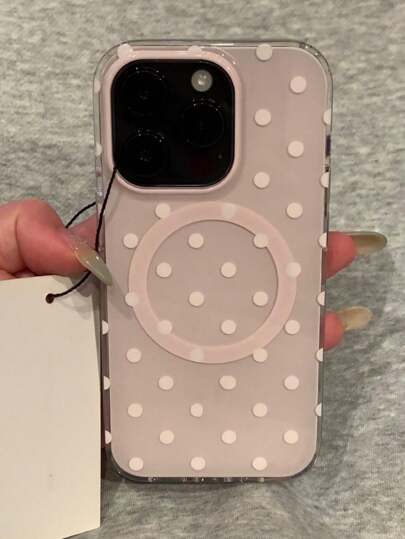 Funda de teléfono con carga inalámbrica magnética y diseño minimalista de lunares suaves, compatible con iPhone 17 Pro Max, 17 Pro, 17 Air, 17, 16, 15, 14, 13, 12, 11 Pro Max, marco protector a prueba de golpes de color caramelo tipo gelatina