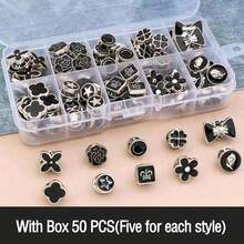 10/50 件女式衬衫胸针纽扣和收纳盒,可拆卸无缝纽扣别针,迷你胸针,适用于女式毛衣、披肩、连衣裙、婚礼 DIY 项目 - 黑色 - 查看 21