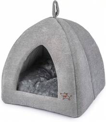 Best Pet Supplies Dog House Bed Crate Mat Tent Indoor Round Soft Plush For Small, Medium, And Large Breeds - Gray Lattice, 19 X 19 X H:19" - Xám (Lều) - Xem 6