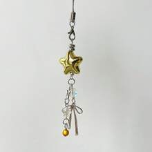 原创设计 Y2K 风格银色大星星绒球钥匙扣、可爱蝴蝶结星星绒球吊坠、卡包挂绳、手机挂绳、钥匙扣、手机挂饰、耳机盒挂饰、包包挂饰 - 彩色 - 查看 7