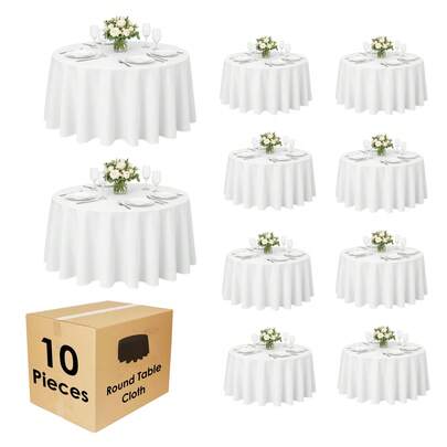 10 Pack Round Premium Tablecloth, Wrinkle Round Table Clothes, Washable Polyester Table Clothes Cover For Kitchen Dining, Wedding Birthday Party, Buffet Restaurant, Banquet
