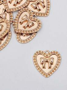 10pcs Heart-Shaped Pearl Bow Pendant, Zinc Alloy Dangle Jewelry DIY Earring Making Supplies - Accessories - View 5