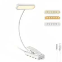 Yogle LED Clip-On Leselicht, 3 Farbtemperatur-Modi und 5 Helligkeitseinstellungen, USB-Aufladung, stufenlos dimmbar mit 360° flexiblem Leseleuchte, tragbare Clip-On Leuchte für Büro, Nachtlektüre
