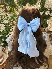 1/2/3pcs Mesh Bowknot Ribbon Hair Clip For Daily, Large Hairpin For Hair Styling Accessories,Suitable For Daily Wear,Photography - Blue - View 4