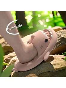 Dép đi trong nhà hình cá mập đế dày 4cm dành cho nam và nữ, dép đi trong nhà đi biển siêu mềm, đàn hồi, chống trượt, dép đi trong nhà dễ thương, không gây tiếng ồn cho các cặp đôi, dép xăng đan đi dạo phố mùa hè - màu đen - Xem 10