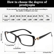 1 Stück modische quadratische minimalistische Lesebrille für Frauen, eleganter Blumendekortempel, hochauflösende Gläser, bequem für den Bürogebrauch