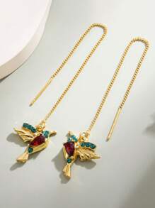 1 件 925 纯银蜂鸟流苏耳环，可爱的有翼鸟耳环，适合日常佩戴、节日和聚会，精美礼品的首选