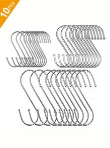 5/10pcs Extra Large Heavy Duty Stainless Steel S-Hooks - Multi-Purpose Hanging Solution For Kitchen, Clothing, Plants, Towels & Garden Tools With Secure Loops