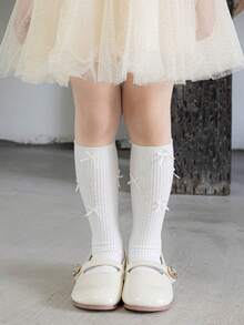 1 Pair Of Children's Socks, Spring And Autumn Girls' Bow Socks, White Socks, Lolita Style Student Socks, Daily Party Wear - Multicolor - View 2