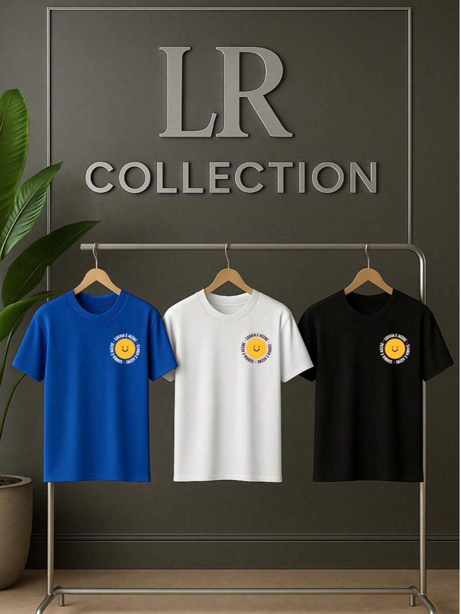 Smile And Wave T-Shirt Side Smile Design Various New Colors 100% Cotton - 寶藍色 - 查看 1