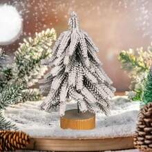 1 Piece Mini PE Flocked Snow Effect Christmas Tree - Tabletop Artificial Tree With Scene Arrangement Decorations - Perfect For Indoor Holiday Decor, Christmas Decoration, Christmas/New Year Gifts - Multicolor - View 12