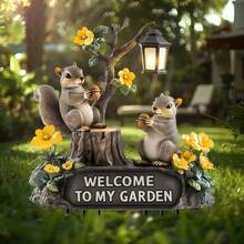 1PC Acrylic Squirrel Garden Stake | "Welcome To My Garden" Decor Sign | No Electricity Needed | All-Weather Outdoor Lawn Ornament | Perfect Gift For Birthdays, Housewarmings & Festivals