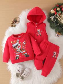 Conjunto de ropa de fiesta de Navidad con camisa de manga larga y pantalones para bebé niño/niña