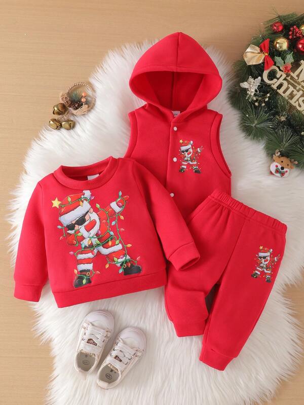 Conjunto de ropa de fiesta de Navidad con camisa de manga larga y pantalones para bebé niño/niña