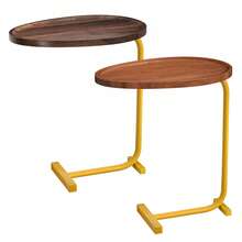 Small Coffee Table, Small Side End Table, Oval Desktop Tea Table, C-Shaped End Table, Bed Sofa Couch Coffee Dinner Table For Snack Drink TV Tray - Style a - View 11