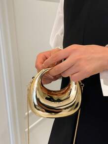 New Acrylic Mini Handbag, Fashion Clutch Purse, Personalized Crescent Moon Shaped Evening Bag, Shoulder Chain Crossbody Bag