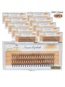 10 Boxes 600pcs C-Curl Single Cluster False Eyelashes, 20D, 8~14mm, Natural Look, Long-Lasting, Suitable For Parties And Other Occasions, Create A Natural Makeup Look. - C - View 8