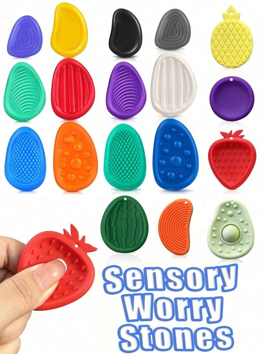 6pcs/Set Sensory Worry Stones: Textured Soft Fidget Toys For Teenager - Calming Stress Relievers For Anxiety, And Students,Fidget Toys,Sensory Toys,Toys,Toys,Sensory Toys,Fidget,Style Random