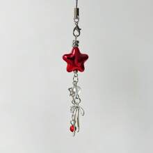 原创设计 Y2K 风格银色大星星绒球钥匙扣、可爱蝴蝶结星星绒球吊坠、卡包挂绳、手机挂绳、钥匙扣、手机挂饰、耳机盒挂饰、包包挂饰 - 彩色 - 查看 8