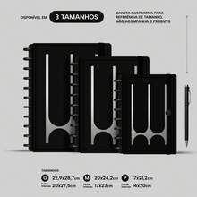 Caderno de Disco ISCOOL Capa Dura Monograma Minimal Perfil Letra W - Preto e Prata - Visão 2