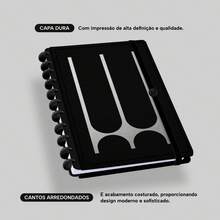 Caderno de Disco ISCOOL Capa Dura Monograma Minimal Perfil Letra W - Preto e Prata - Visão 8