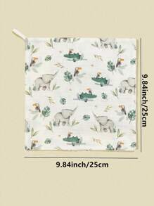5pcs/Pack Floral & Cartoon Animal Print Baby Cotton Gauze Bibs, Feeding Handkerchief, Saliva Towel - Multicolor - View 8