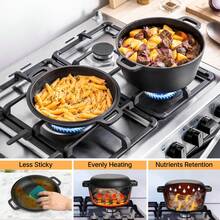 LOVEWE 2 In 1 Pre Seasoned Dutch Oven With Skillet Lid For Induction, Electric, Grill, Stovetop, BBQ, Camping (5 Quart) - Dual-purpose Pot With Two Handles 26cm - View 6